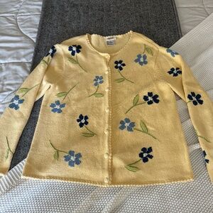 Talbots Yellow Flower Sweater